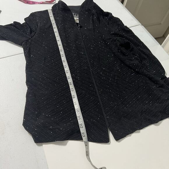 Alex Evenings Jacket Women M Black Lace mesh shimmer embellished zip formal - Picture 11 of 12
